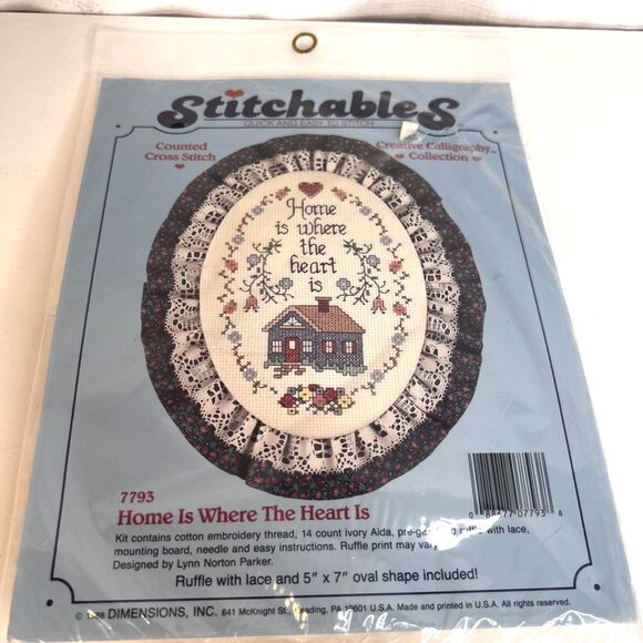 Stitchables Cross Stitch Craft Kit "Home is where the heart is" Oval Shape NEW - Picture 1 of 5